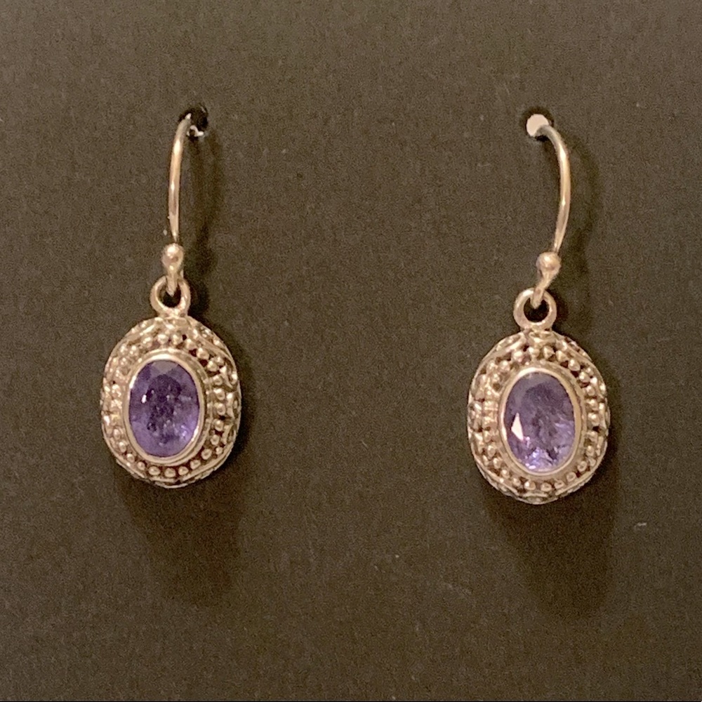 Tanzanite Gemstone Earrings Set In 925 Sterling Silver